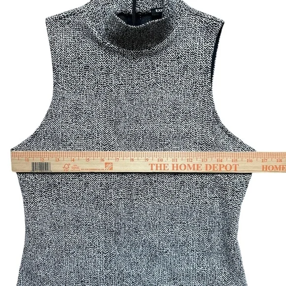 Express Mock Neck Sleeveless Textured Knit Top Black White Women’s Medium - Picture 3 of 6